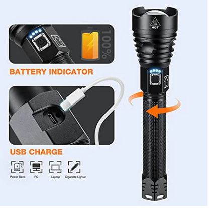 P90 LED Rechargeable Tactical Laser Flashlight